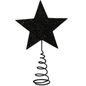 Bethany Lowe Mini Halloween Black Glitter Star Tree Topper